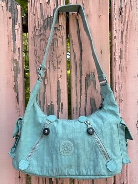 Kipling Morrisey hobo clutch bag purse Mint Green Bag